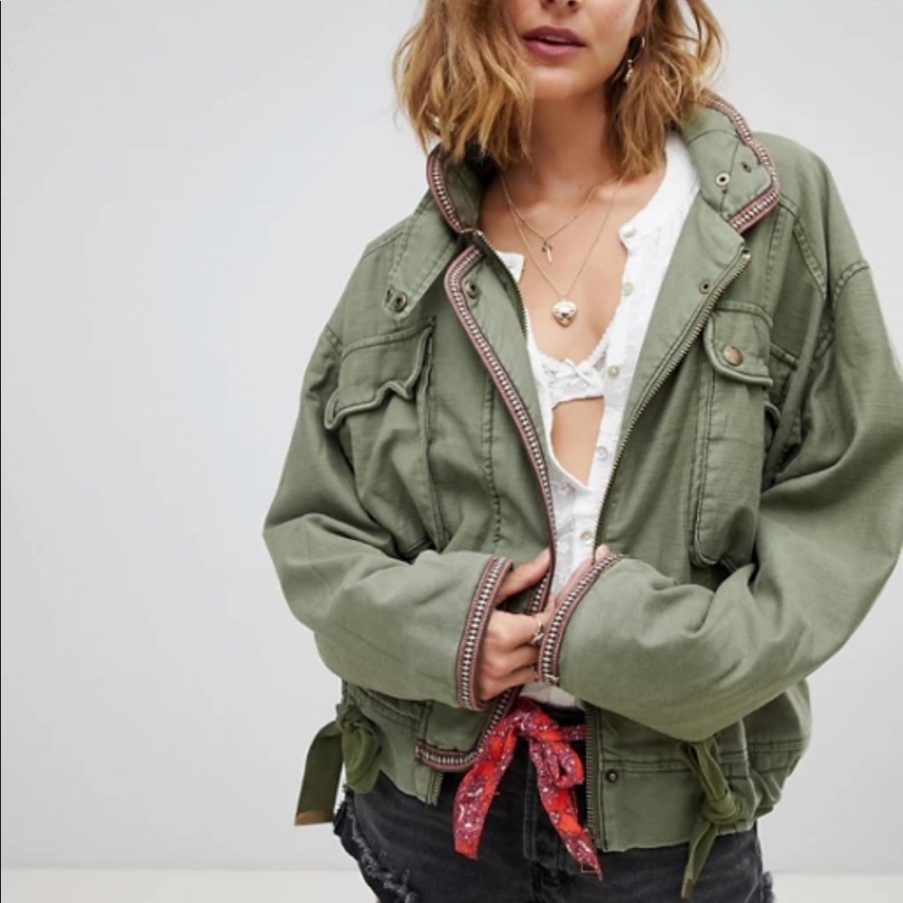 NWOT free people moss flight line bomber jacket